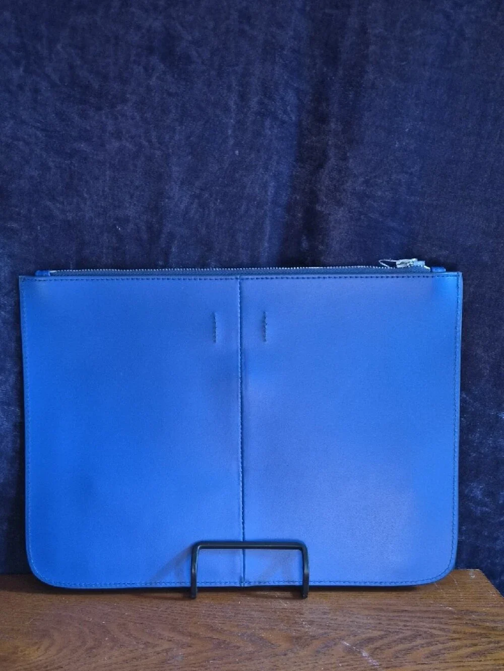 NWT J. Crew Electric Blue Suede & Leather Tassel Zip Clutch